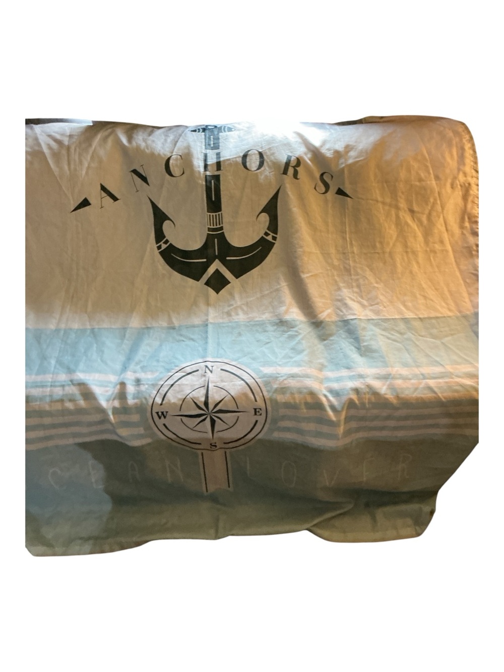 Chor Coastal Anchor & Compass Blue and White Shower Curtain